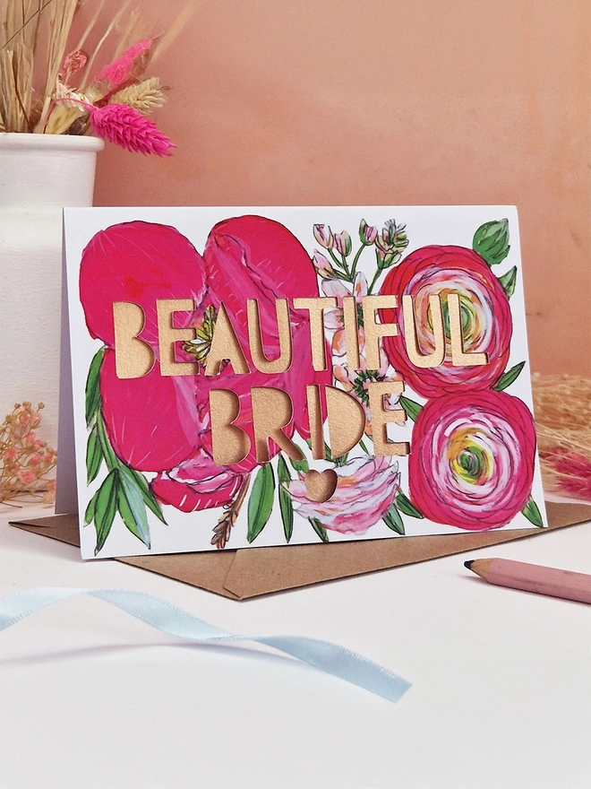 'Beautiful Bride' Paper Cut Card