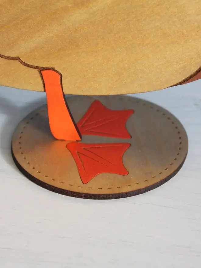 Standing Wooden Mallard Duck, wooden bird decoration standing on a platform. 