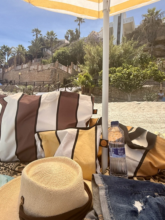stripey beach bag