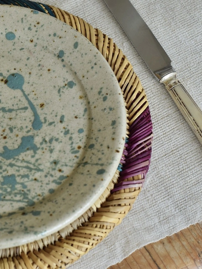 Ceramic Side Plate Green Splatter