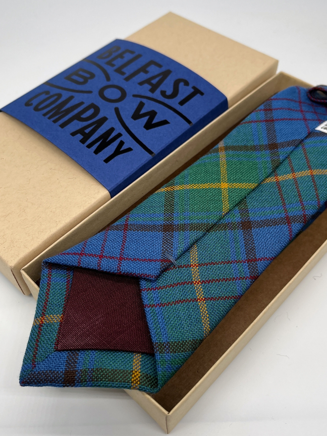 Donegal Tartan Tie handmade by the Belfast Bow Company