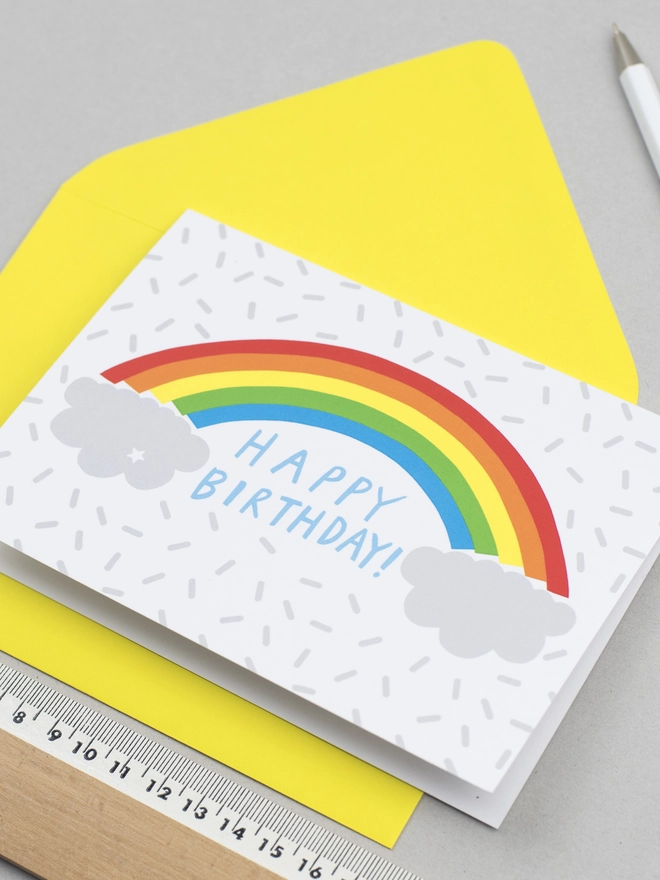illustrated rainbow birthday card
