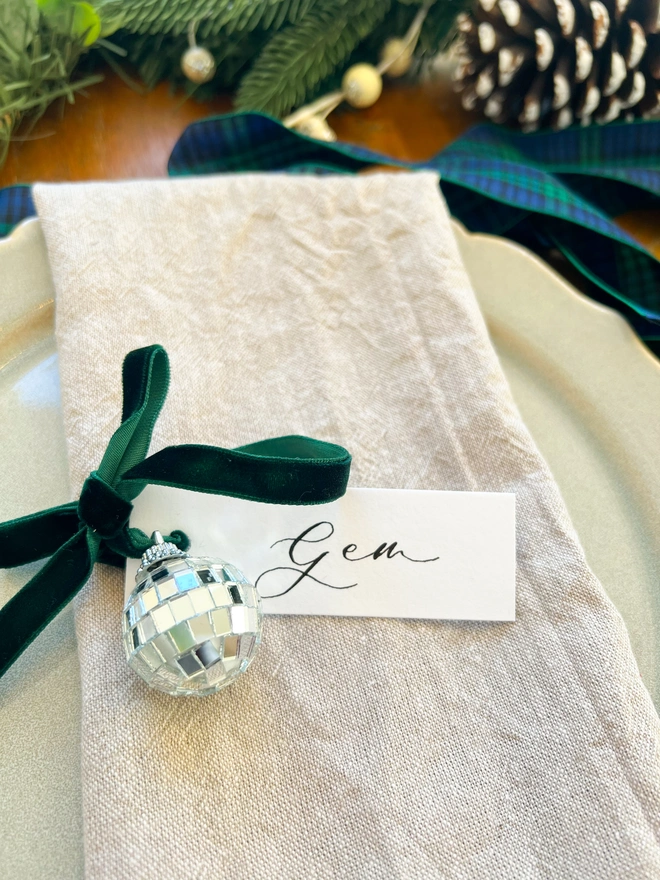 Personalised Calligraphy Christmas Colourful Place Cards