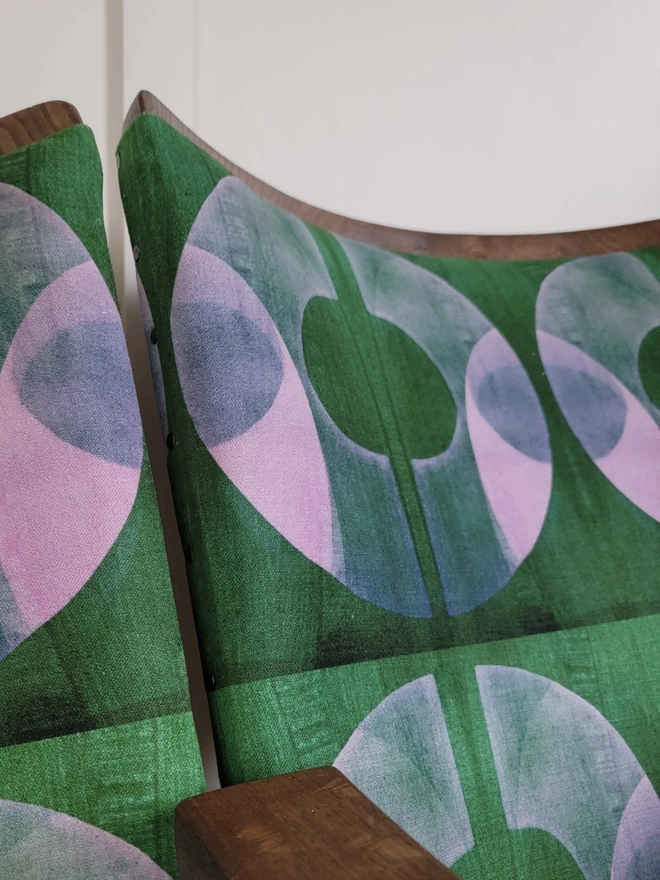 Green and pink velvet close up