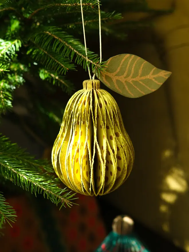 Pear Honeycomb Ornament (Set Of 6)