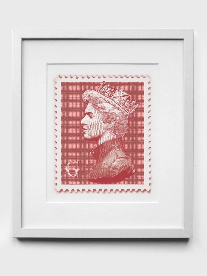 George Michael Red Stamp - White Frame