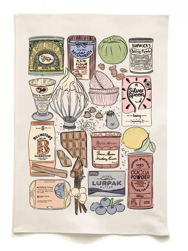 Baking Ingredients Tea Towel