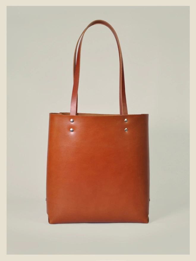 Tan Leather Tote Bag 