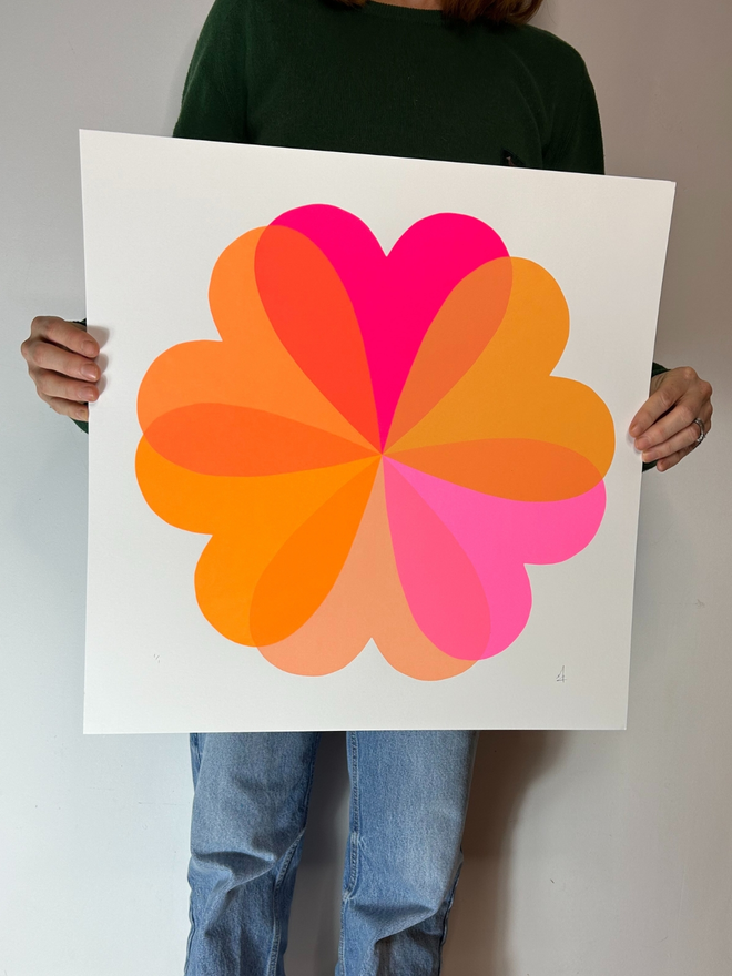 orange and pink screenprint