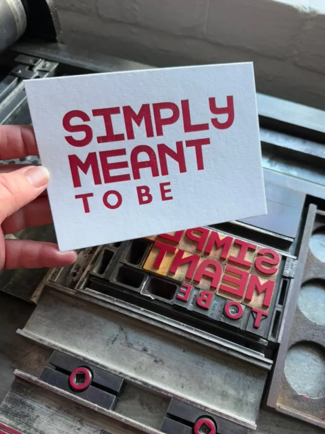 Simply meant to be - red letterpress card