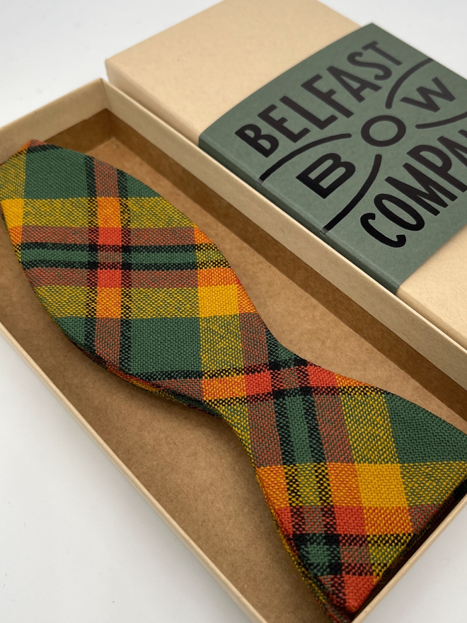 County Londonderry Tartan Self-Tie handmade by the Belfast Bow Company