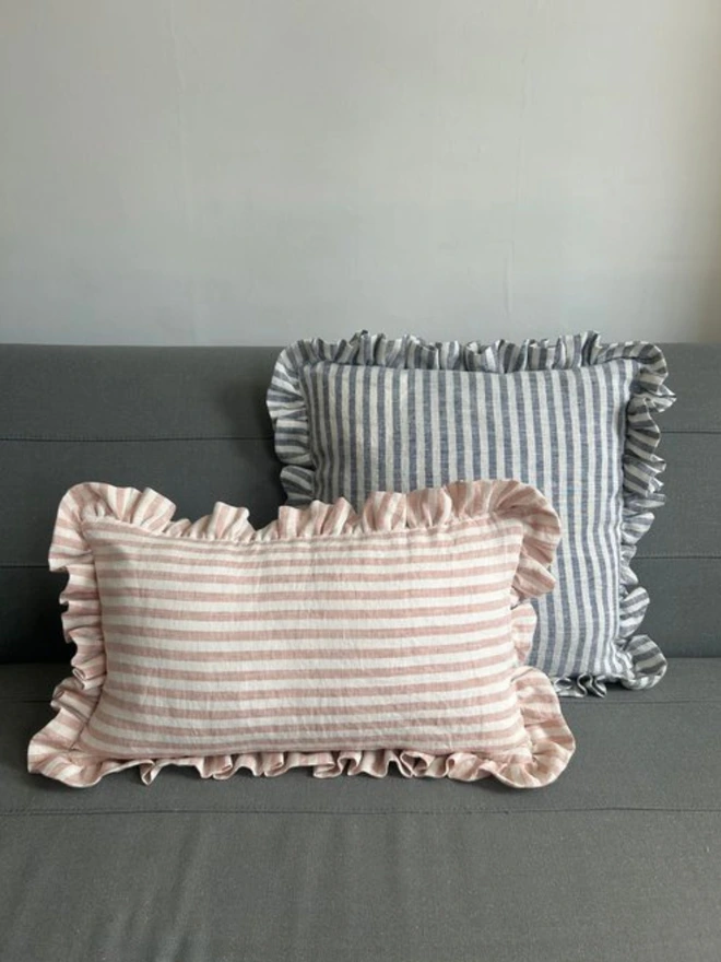 Striped Frill Cushion Cover