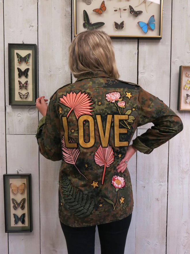 Boho embroidered LOVE jacket