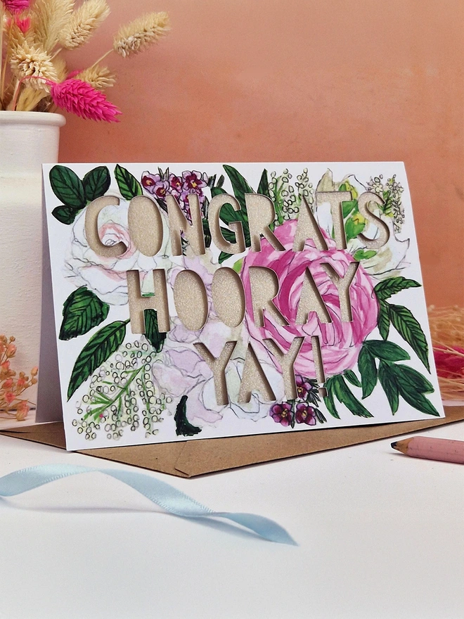 'Congrats! Hooray! Yay!' Paper Cut Congratulations Card
