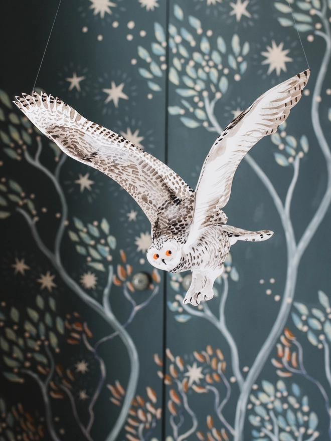 Snowy Owl Decorative Hanging Bird Art