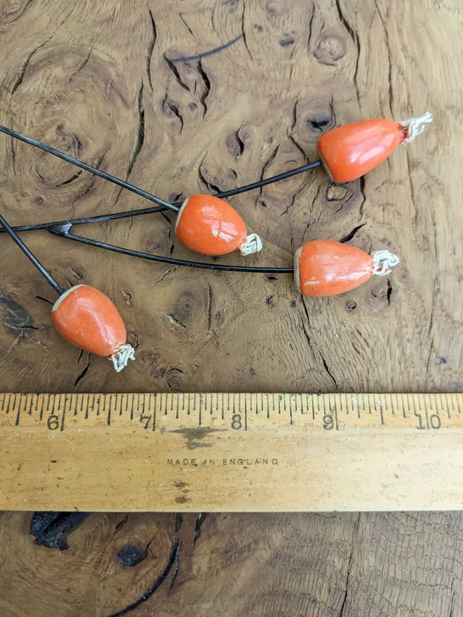 Ceramic Rosehip Flowers (Set Of 2 Stems 4 Berries)