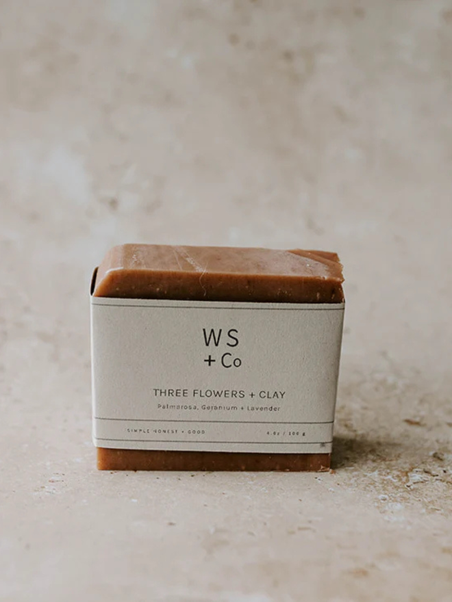three flower clay soap bar