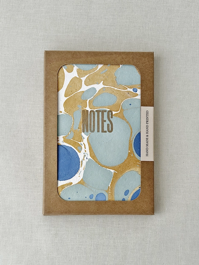 royal blue marbled notebook in packaging