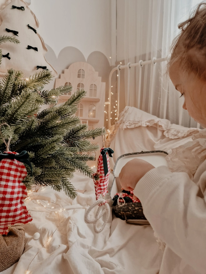Handmade Cotton Christmas Tree Ornament, Festive Nursery Decor