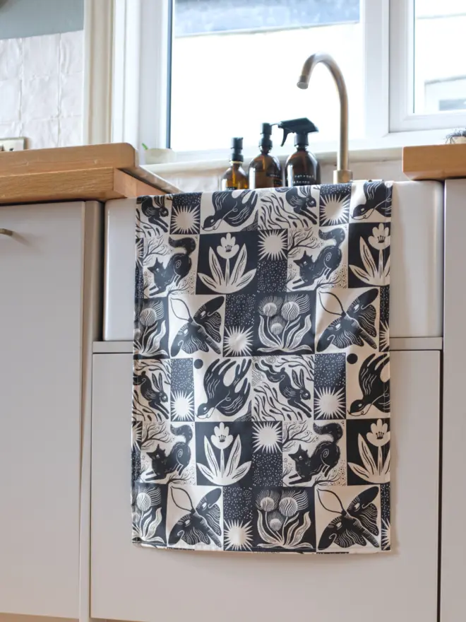 Artist designed tea towel made with sustainable organic cotton