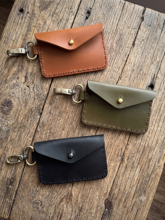 set of 3 handmade leather card holders