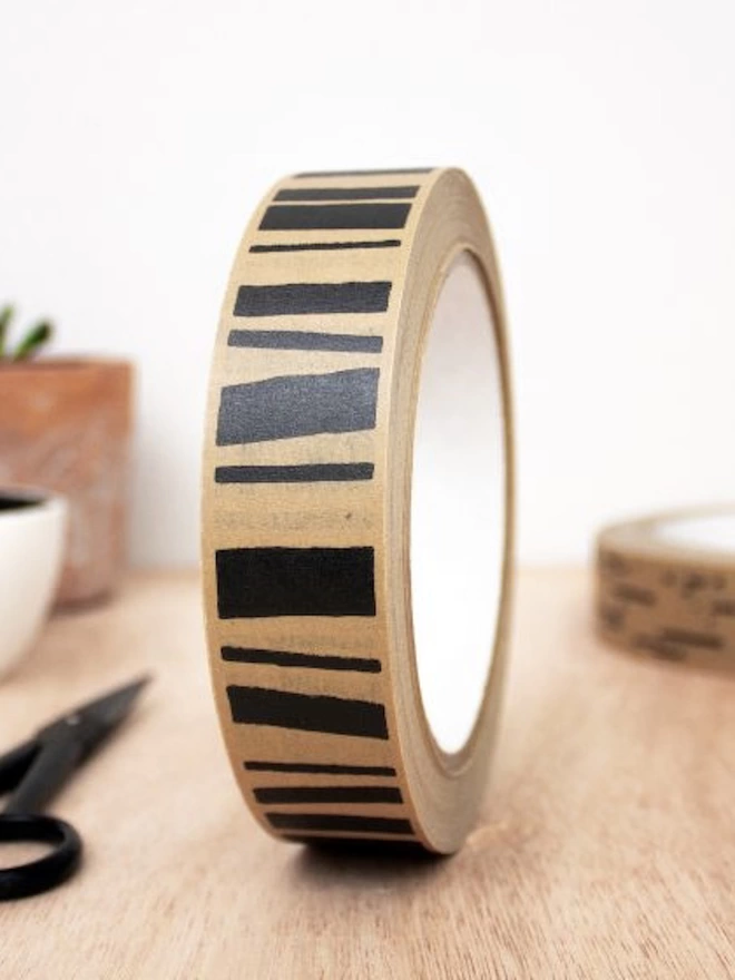 25mm Striped Brown Paper Tape