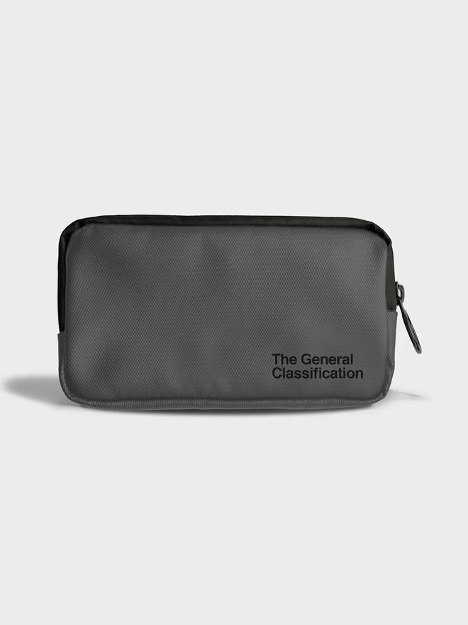 grey case with 'rain or shine' text on white surface