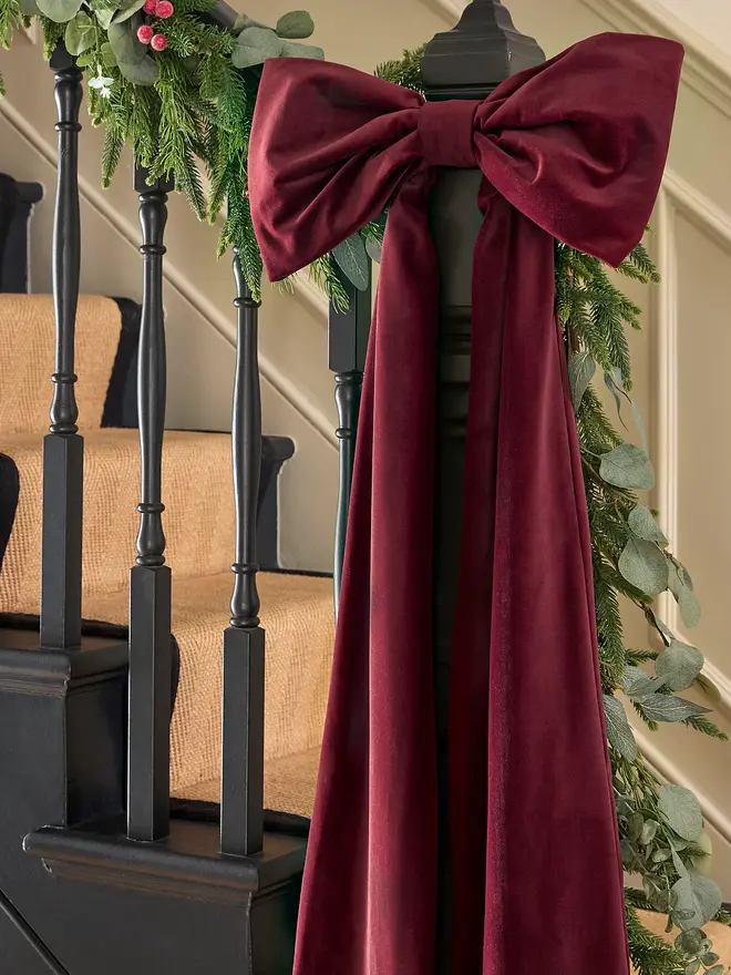 burgundy velvet bow decoration