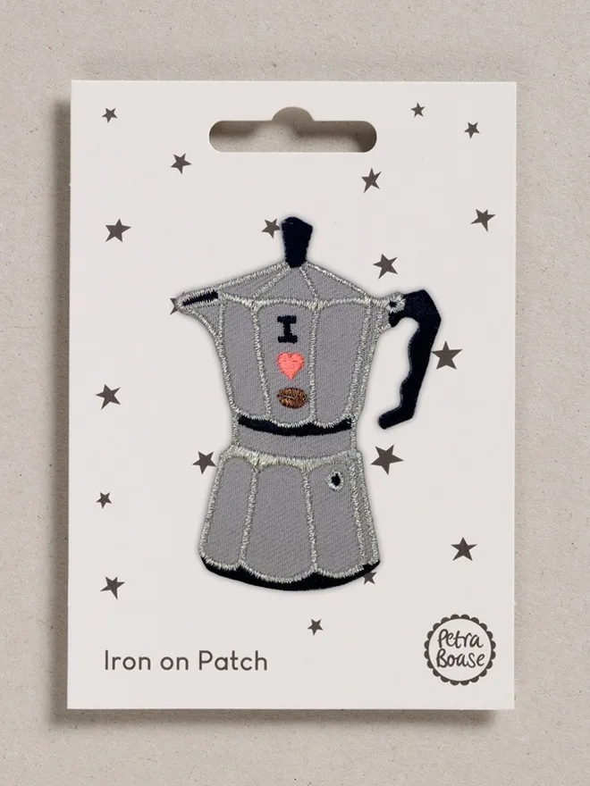 Moka Coffee Pot embroidered fabric patch