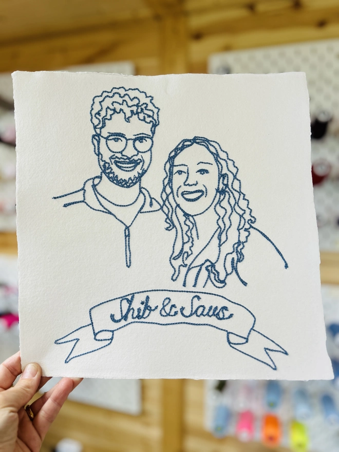 Embroidered Couples Portrait