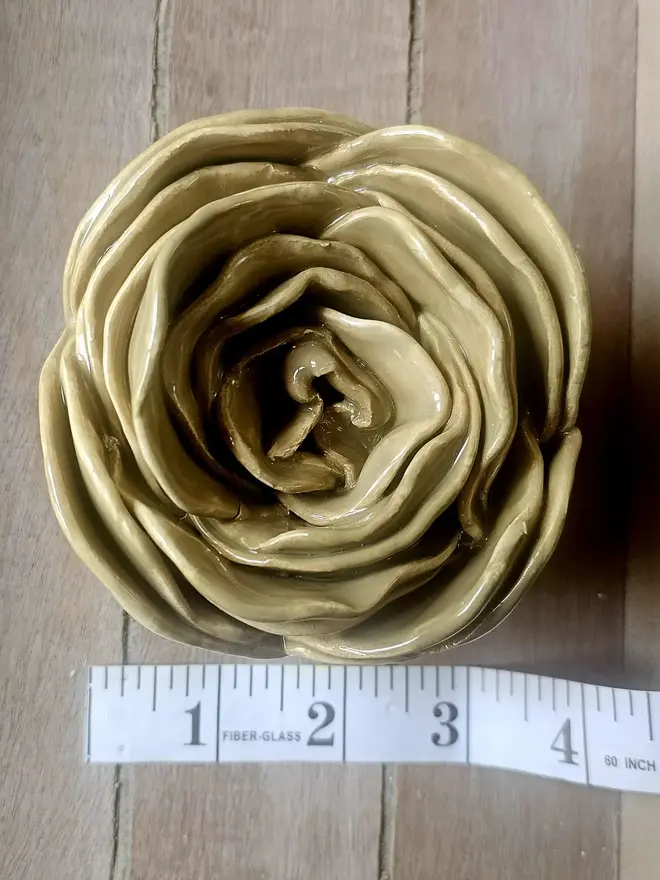 khaki sage olive green ceramic flower pottery art for wall sculpture handmade unique gift