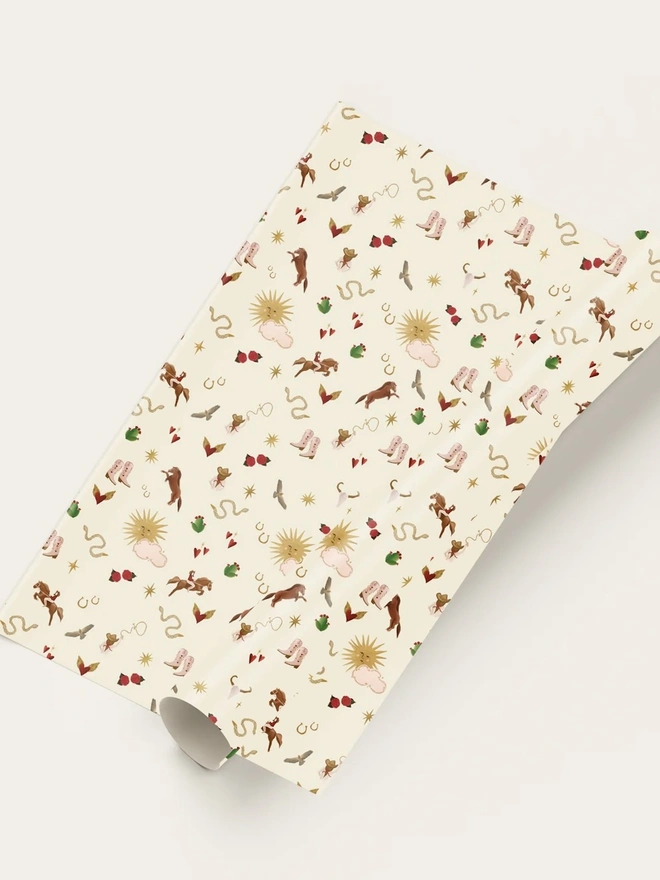 Wild Rodeo Gift Wrap (3 Sheets), the wrapping paper sitting on a plain white surface. 