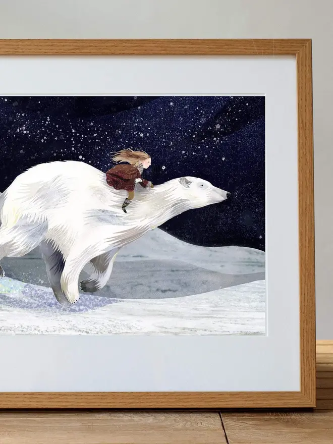 Polar Bear Night Ride Illustration Print