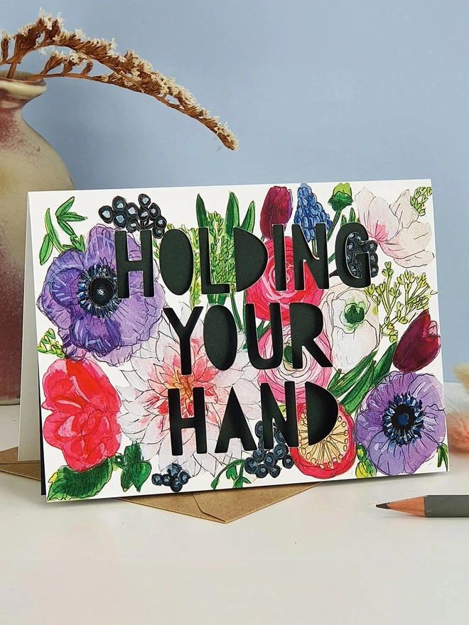 'Holding Your Hand' Paper Cut Card