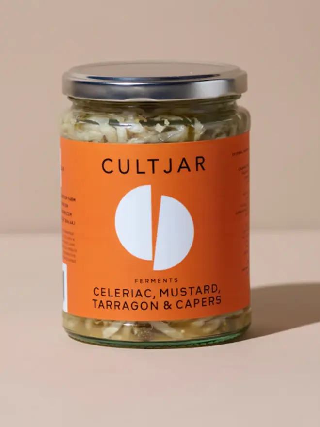 jar of celeriac with orange label