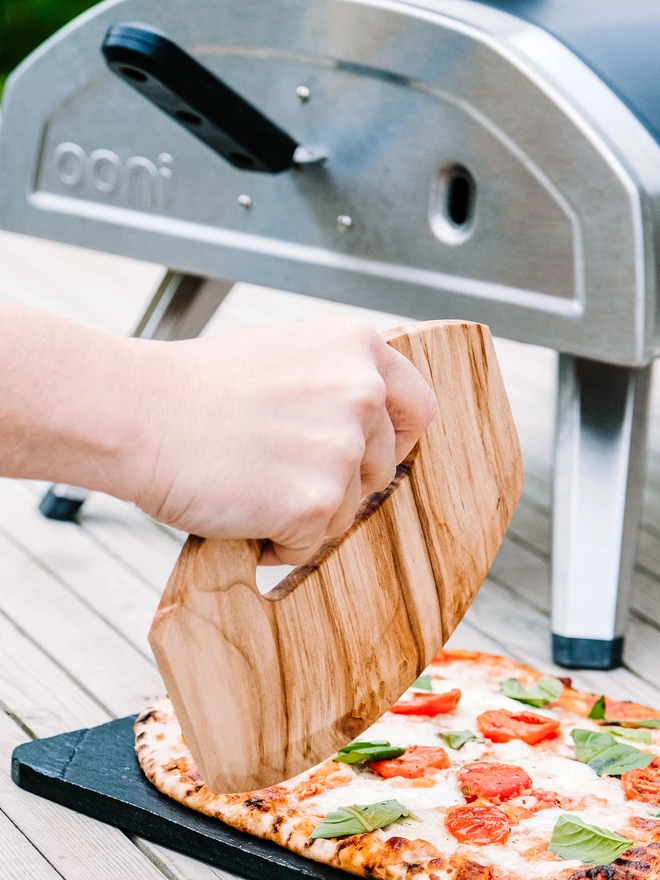 wooden pizza cutter