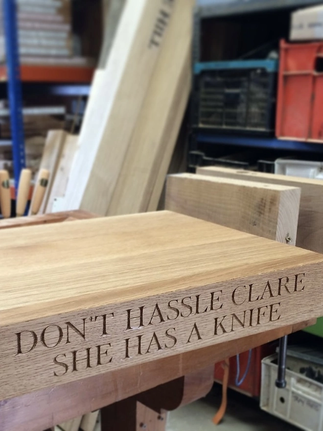 Personalised Oak Lipped Board/ Worktop Saver 