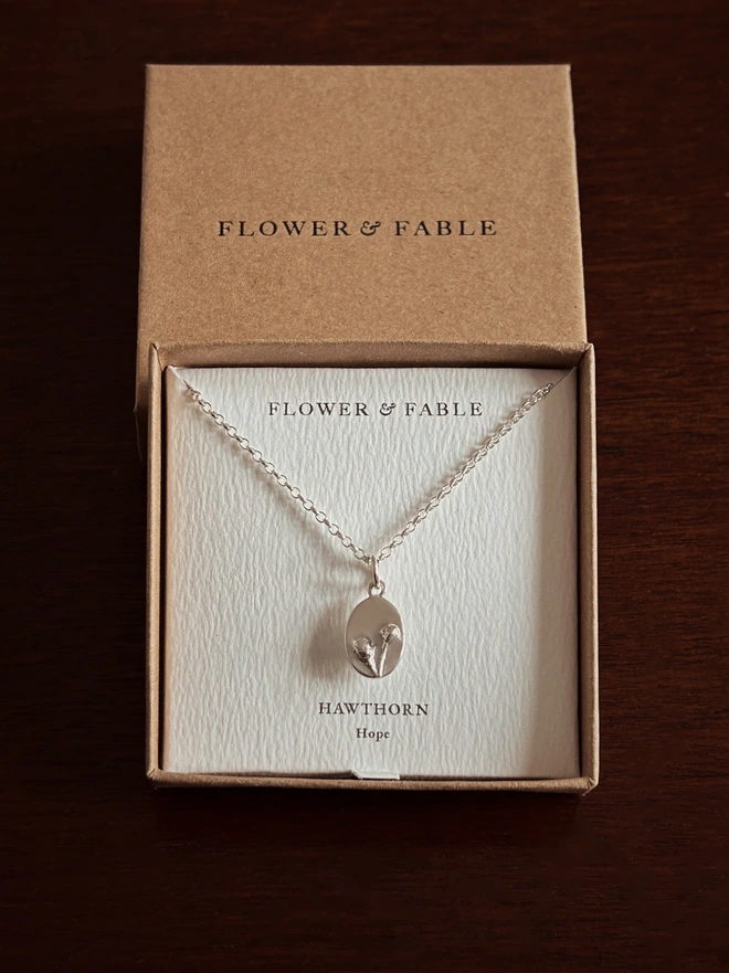 Hawthorn Medal Charm with Belcher Chain ~ Sterling Silver