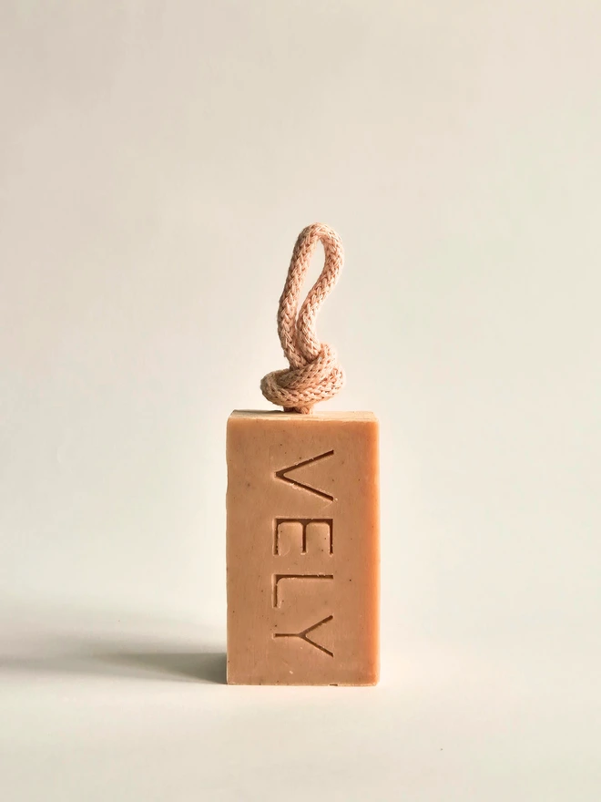 Soap on a rope "Amelie" with French pink clay