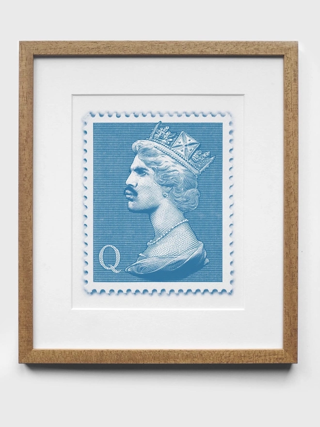 Freddie Stamp Blue - Natural Frame