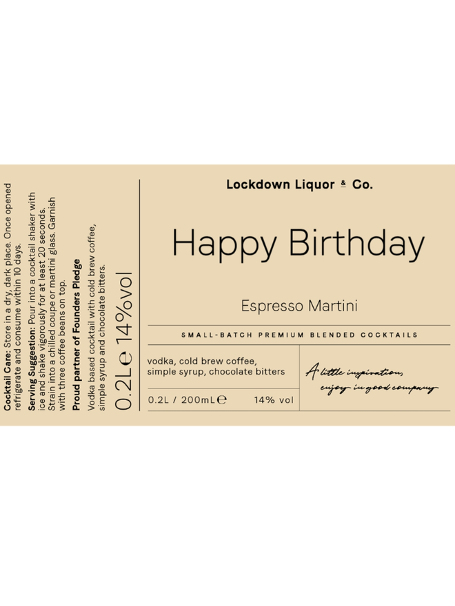 espresso martini personalised label