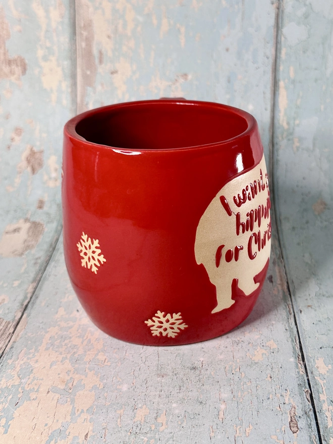 Red Christmas Hippo Mug