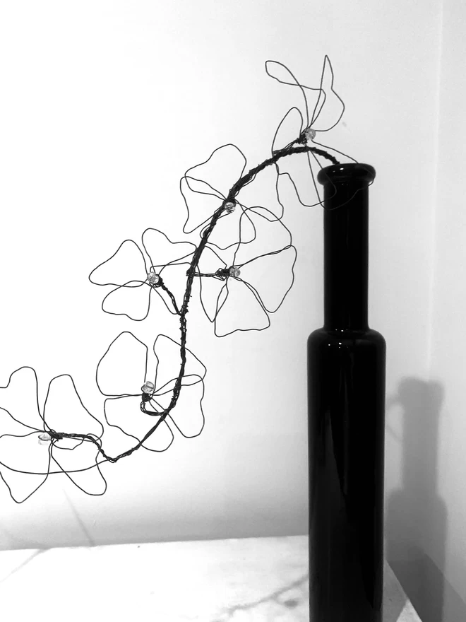 Hand made wire trailing flowers to go in a vase