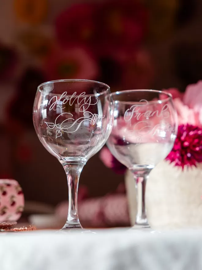 Personalised gin glass for Valentine's day