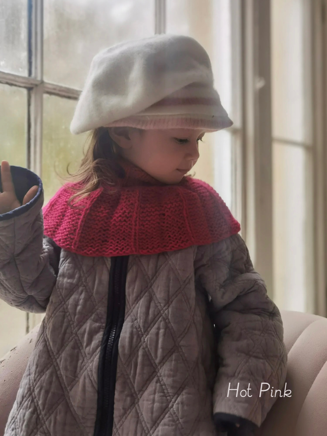 wool neck warmer hot pink