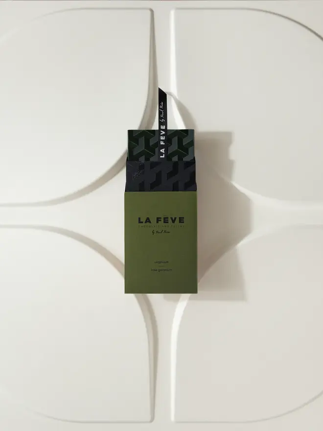 rose geranium green chocolate bar