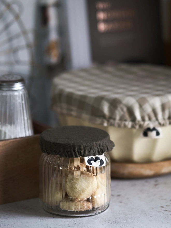 Reusable Linen Bowl Covers cottagecore style in gingham