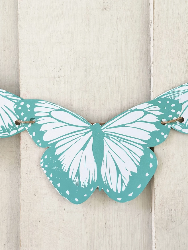 'Flutter' Butterfly Linocut Garland Hand Printed Bunting