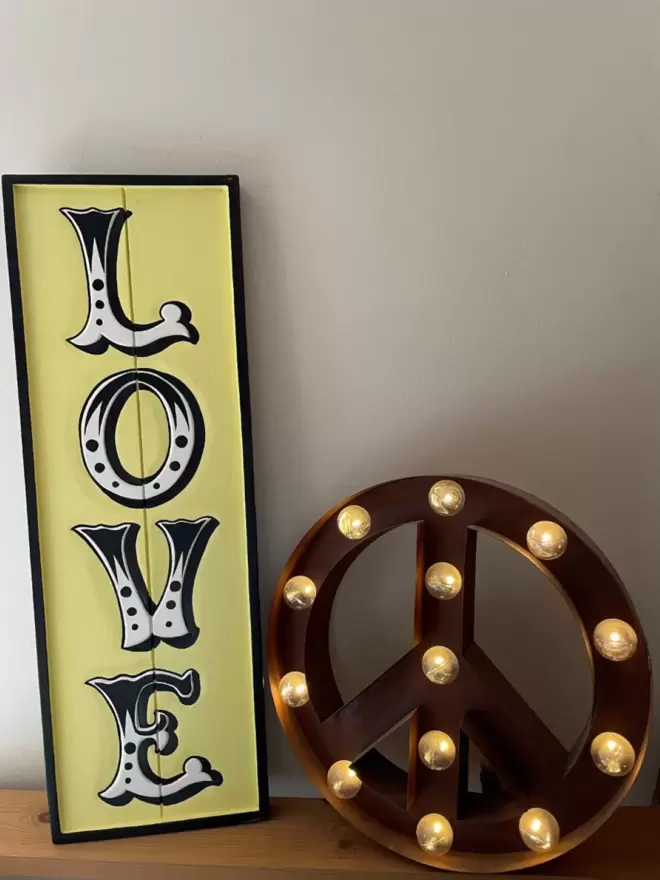 Cottage Cream Love Replica Circus Sign, interior 