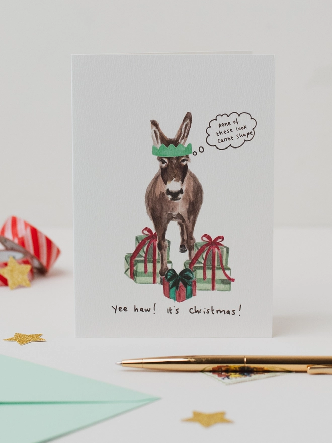 Donkey Christmas Card 